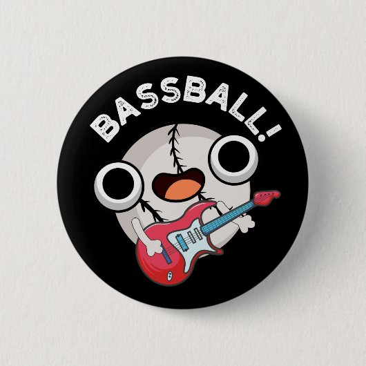 Bass-ball Funny Baseball Bass Pun Dark BG Ronde Button 5,7 Cm (Voorkant)