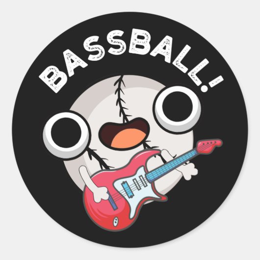 Bass-ball Funny Baseball Bass Pun Dark BG Ronde Sticker (Voorkant)