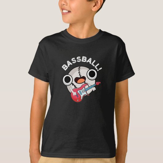 Bass-ball Funny Baseball Bass Pun Dark BG T-shirt (Voorkant)