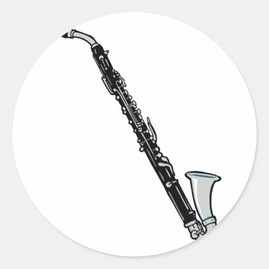 Bass Clarinet Graphic, alleen het Clarinet Ronde Sticker (Voorkant)