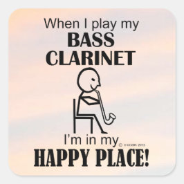 Bass Clarinet Happy Place Square Sticker