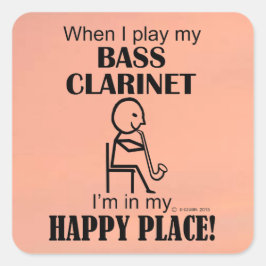 Bass Clarinet Happy Place Square Sticker