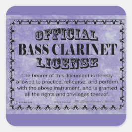 Bass Clarinet License Square Sticker