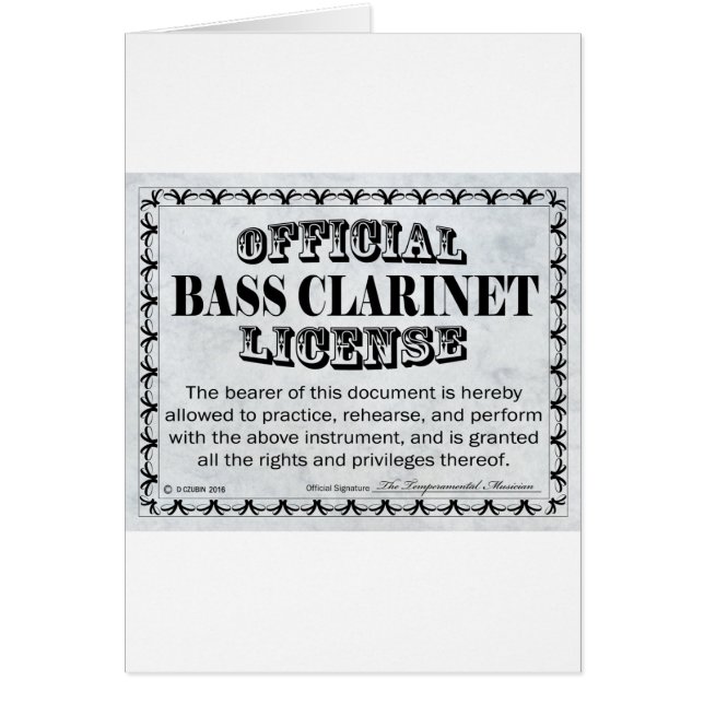 Bass Clarinet-licentie (Voorkant)