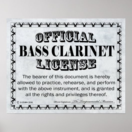 Bass Clarinet-licentie Poster (Voorkant)