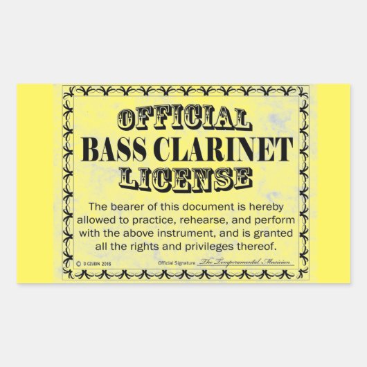 Bass Clarinet-licentie Rechthoekige Sticker (Voorkant)