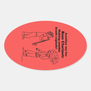 Bass Clarinet maakt Zombies Explode Oval Sticker