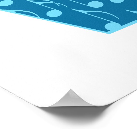 Bass Clarinet met blauwe achtergrond en Muzieknote Poster (Hoek)