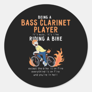 Bass Clarinet Player, zoals Riding Bike Cyclist Ronde Sticker