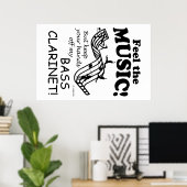 Bass Clarinet voelt de muziek Poster (Thuiskantoor)
