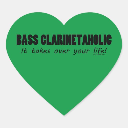 Bass Clarinetaholic Life Heart Sticker (Voorkant)