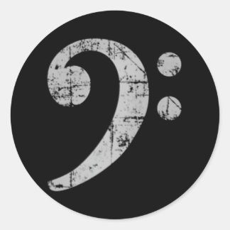 Bass Clef Center ( grijs) bassist Ronde Sticker