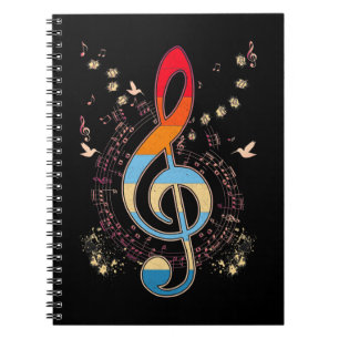 Bass Clef Colorful Musical Notes Bird Lover Notitieboek