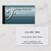 Bass Clef en Strings Blauwe Visitekaartjes (Voorkant / Achterkant)