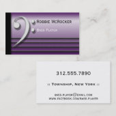 Bass Clef en Strings Paarse Visitekaartjes (Voorkant / Achterkant)