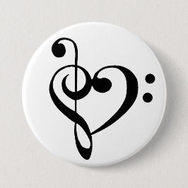Bass Clef en Treble Clef Heart Ronde Button 7,6 Cm
