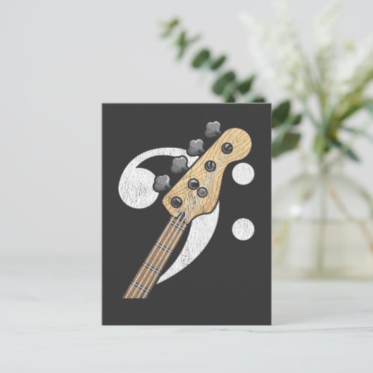 Bass Clef Guitar Bass Player Musicus Briefkaart (Staand voorkant)