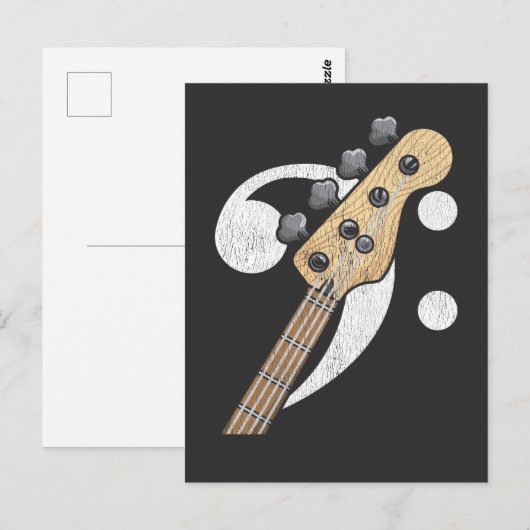 Bass Clef Guitar Bass Player Musicus Briefkaart (Voorkant / Achterkant)