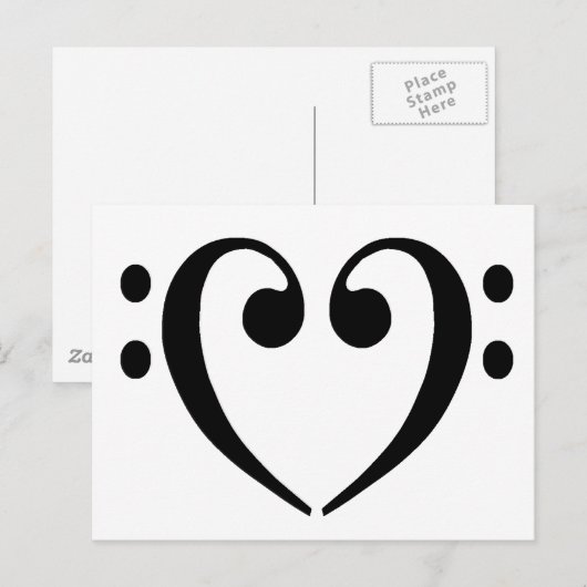 Bass Clef Heart Briefkaart (Voorkant / Achterkant)