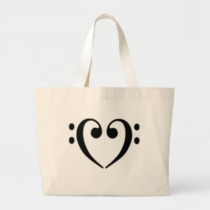 Bass Clef Heart Grote Tote Bag
