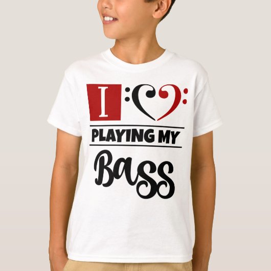 Bass Clef Heart I houdt van het afspelen van mijn  T-shirt (Voorkant)