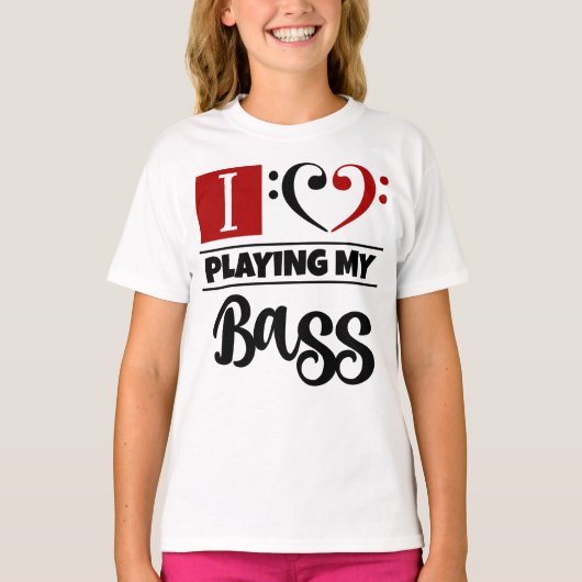 Bass Clef Heart I houdt van het afspelen van mijn  T-shirt (Voorkant)