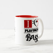 Bass Clef Heart I houdt van het afspelen van mijn Tweekleurige Koffiemok (Voorkant rechts)