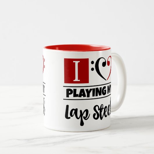 Bass Clef Heart I houdt van het afspelen van mijn  Tweekleurige Koffiemok (Voorkant rechts)