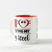 Bass Clef Heart I houdt van het afspelen van mijn Tweekleurige Koffiemok (Voorkant links)