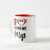 Bass Clef Heart I houdt van het spelen van mijn ha Tweekleurige Koffiemok (Voorkant links)