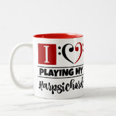 Bass Clef Heart I houdt van het spelen van mijn Ha Tweekleurige Koffiemok (Links)