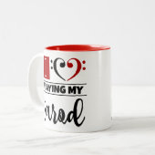 Bass Clef Heart I houdt van het spelen van mijn sa Tweekleurige Koffiemok (Voorkant links)