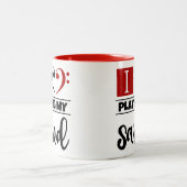 Bass Clef Heart I houdt van het spelen van mijn sa Tweekleurige Koffiemok (Center)