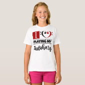 Bass Clef Heart I houdt van mijn autoharp spelen T-shirt (Voorkant volledig)