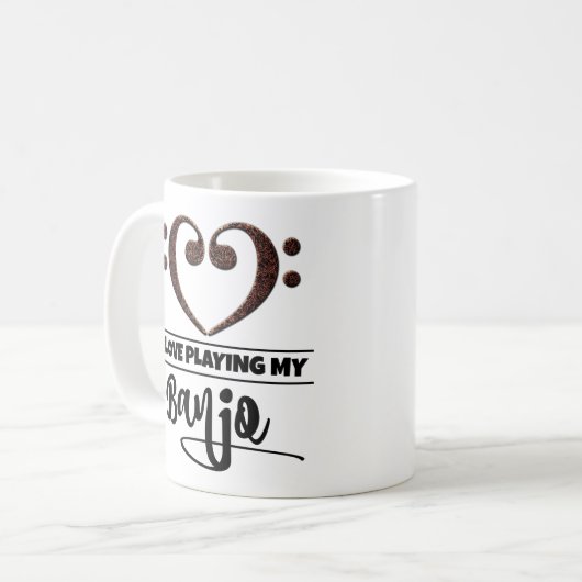 Bass Clef Heart I houdt van mijn banjo Koffiemok (Voorkant links)