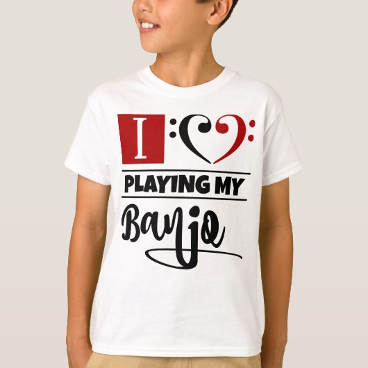 Bass Clef Heart I houdt van mijn banjo T-shirt (Voorkant)