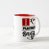 Bass Clef Heart I houdt van mijn banjo Tweekleurige Koffiemok (Voorkant rechts)