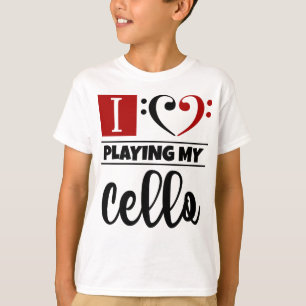 Bass Clef Heart I houdt van mijn Cello spelen T-shirt