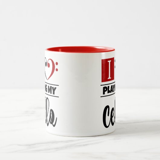 Bass Clef Heart I houdt van mijn Cello spelen Tweekleurige Koffiemok (Center)