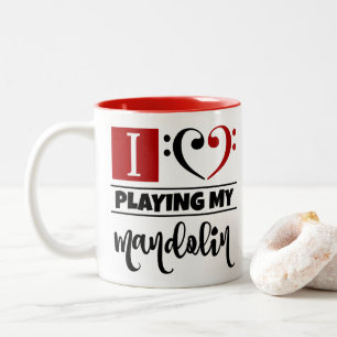 Bass Clef Heart I houdt van mijn mandolin spelen Tweekleurige Koffiemok