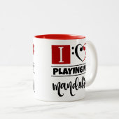 Bass Clef Heart I houdt van mijn mandolin spelen Tweekleurige Koffiemok (Voorkant rechts)