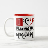 Bass Clef Heart I houdt van mijn mandolin spelen Tweekleurige Koffiemok (Links)