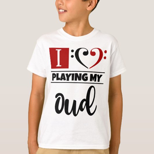 Bass Clef Heart I houdt van mijn oud spelen T-shirt (Voorkant)