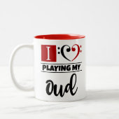 Bass Clef Heart I houdt van mijn oud spelen Tweekleurige Koffiemok (Links)