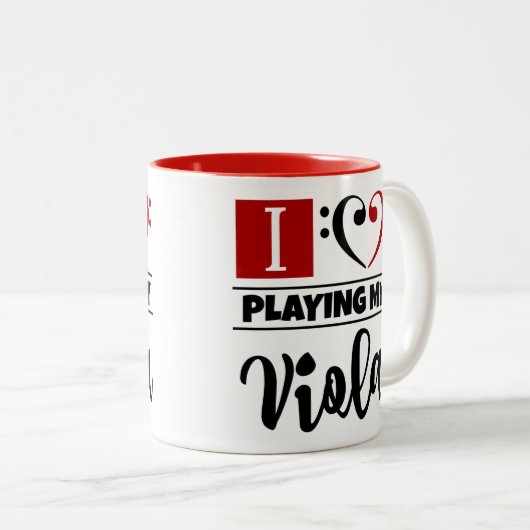 Bass Clef Heart I houdt van mijn Viola Tweekleurige Koffiemok (Voorkant rechts)