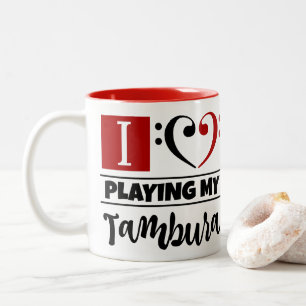 Bass Clef Heart I love play my Tambura Tweekleurige Koffiemok