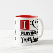Bass Clef Heart I love play my Tambura Tweekleurige Koffiemok (Voorkant rechts)