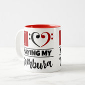 Bass Clef Heart I love play my Tambura Tweekleurige Koffiemok (Voorkant links)