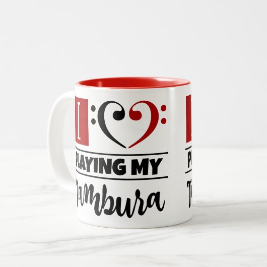 Bass Clef Heart I love play my Tambura Tweekleurige Koffiemok (Voorkant links)