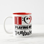 Bass Clef Heart I love play my Tambura Tweekleurige Koffiemok (Links)